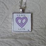 Peace Love Symbol Miniature Watercolor Pendant In..